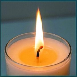 Oversized candle wick producing an oversized flame during combustion testing.