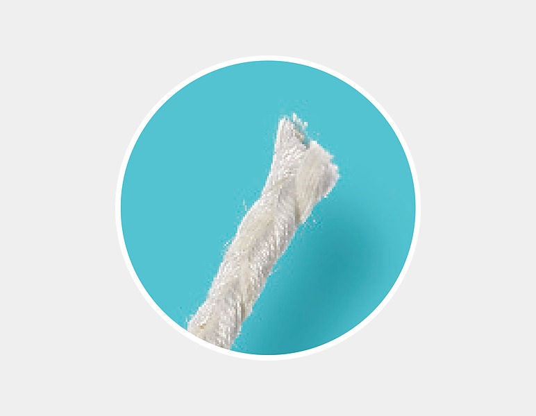 Monterosa Zelandi ST/C candle wick, a reinforced flat braid of 100% natural cotton, for large containers and heavy fragrance loads
