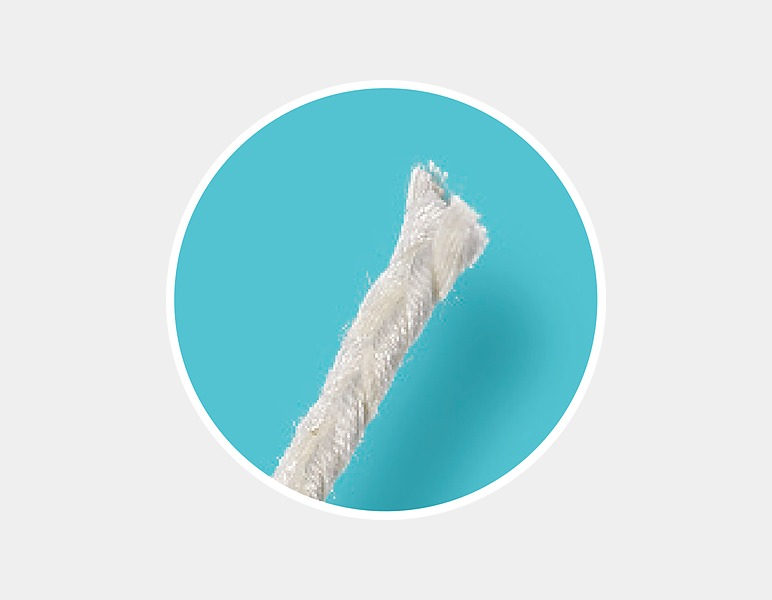 Monterosa Zelandi ST candle wick, a tension-balanced flat braid of pure cotton with a cotton core, for paraffin pillars and votives