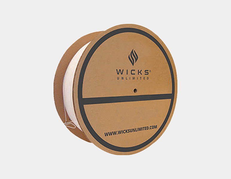 Wicks Unlimited waxed wick on a production reel